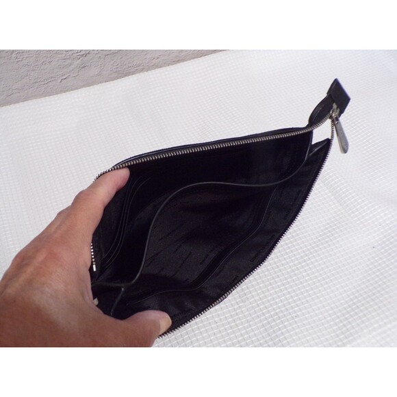 Michael Kors Black Velvet & Leather Wristlet Silver Accents - Picture 4 of 5